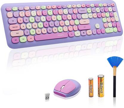 Verilux Wireless Keyboard, Cute Keyboard and Mouse Combo, Slim 2.4G USB Full Size Wireless Mouse, Keyboard Combo and Cleaning Brush, 110 Keys Keyboard for PC, Notebook, MacBook, Tablet Gift for Girls Bluetooth Standard Desktop Keyboard Compatible with Desktop, Laptop, Mac