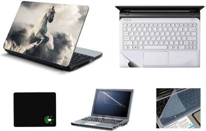 Mitram 5in1 Laptop Accessories Combo 15.6 Inch Jumping Horse laptop Skins Stickers, Screen Guard, Key Guard, Mouse Pad and Palmrest Skin for HP-DELL-Lenovo-Asus-Acer Laptops || Notebooks Combo Set