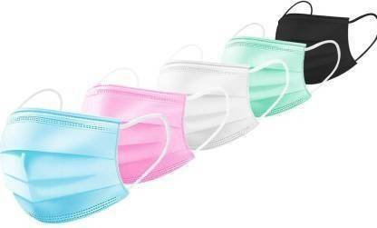 Wellstar Protective Face Mask with NOSE CLIP CE ISO & GMP Certified Bacterial Filtration 3 Ply Surgical Mask ( MULTICOLOUR ) Water Resistant Surgical Mask With Melt Blown Fabric Layer Non-Washable, Water Resistant Surgical Mask With Melt Blown Fabric Layer