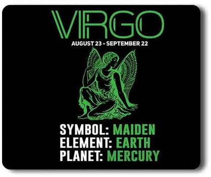Yellow Alley Astrological Virgo Element|Planet|Symbol Mousepad|Anti Skid Technology Mouse Pad for Laptops and Computers|Friendly for all types of Mouse|Dust Free Rectangular Mouse Pad Non Slip Base Mousepad