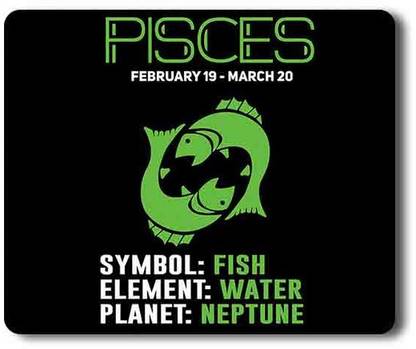 Yellow Alley Sun Sign Design Mousepad |Pisces Element|Planet|Symbol|Anti slippery Mouse Pad for Laptops and Computers|Friendly for all types of Mouse|Dust Free Rectangular Mouse Pad Non Slip Base Mousepad