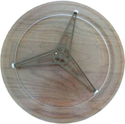 WHITEFLIP 9.6 inch/24.5 cm/245 mm Microwave Oven Glass Cooking Tray | Replacement Turntable Plate with Flat Bottom with Triple Arm Roller Complete Set (This Plate is Not for Samsung Microwaves) Fiber Glass Microwave Turntable Plate