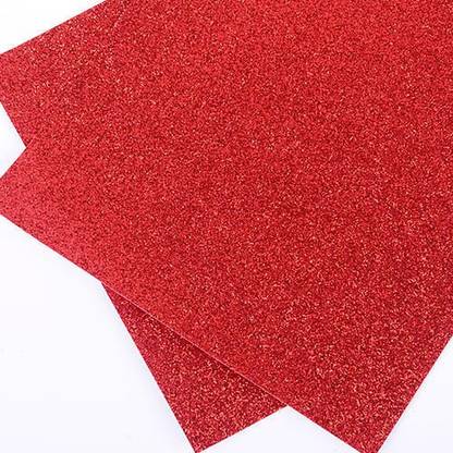 Kreative Crafts Non-Adhesive Red Glitter Foam Sheet Sparkle Sheet for DIY Projects and decoration A4 200 gsm Craft paper