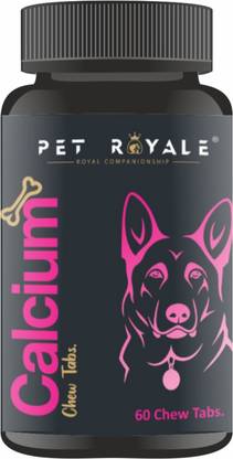 Petroyale Dog Calcium Tablets | Calcium Supplements For Dog | Pet Calcium | Pet Health Supplements | Dog Growth Supplement | Dog Calcium Chew Tablets | 1 X 60 Tablets | Pack of 1 Pet Health Supplements