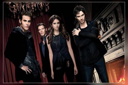 The Vampire Diaries An American Supernatural Drama Television Series Elena Gilbert Stefan Salvatore Damon Salvatore Matte Finish Poster Paper Print