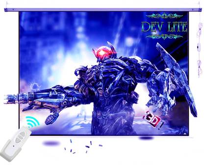 Dev Lite Premium 120 Inch Universal Electric Motorised Projector Screen Remote Control 8 Ft.(Width) x 6 Ft. (Height)-120’’ Diagonal in 4:3 Aspect Ratio Supporting Ultra HD-3D-4K Home Theatre (White) Ready Cordless Remote (Width 243 cm x 182 cm Height) Projector Screen (Width 243 cm x 182 cm Height)