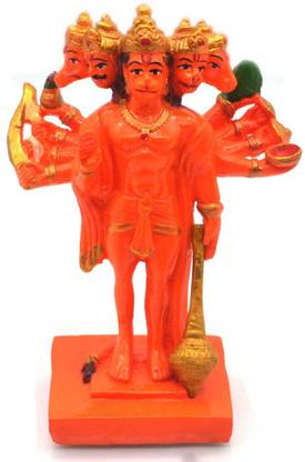Pappylon Panchmukhi Hanuman Murti For Vastu Puja & Home Entrance/Front/Main Door| Panch Mukhi Hanuman Ji Standing Idol For Pooja, Decorative Showpiece  -  15 cm