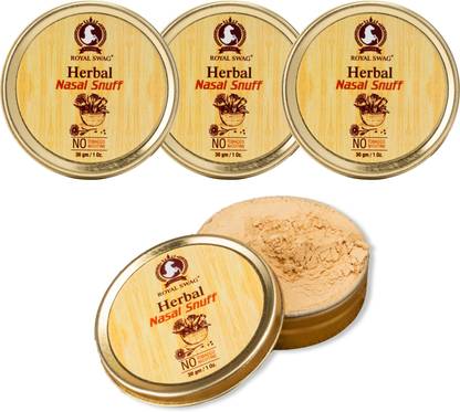 ROYAL SWAG Herbal Nasal Snuff Tobacco Free- Nicotine And Tobacco Free Mint Snuff 30g X 4 =120 Gram Smoking Cessations
