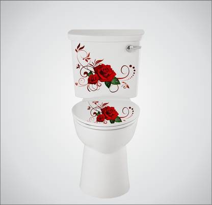 wildartcreation 38 cm Red rose Toilet Seat Sticker ( Size :- 38 X 33 cm )GDDS27 NEW Self Adhesive Sticker