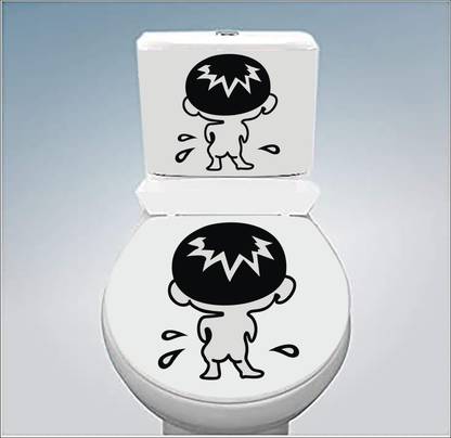 wildartcreation 38 cm Happy face wallpaper Toilet Seat Sticker ( Size :- 38 X 33 cm ) Self Adhesive Sticker