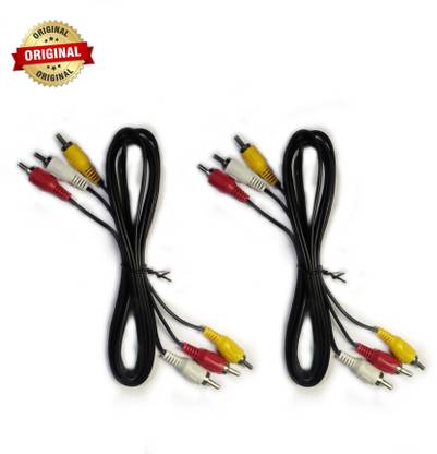 Sun Direct  TV-out Cable 100% Original 3RCA Cord 1.5m (PACK OF 2) (RCA Audio Video Cable) for TV to setup Box, 1.5 metre Cable Length