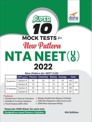 Super 10 Mock Tests for New Pattern Nta Neet (Ug) 2022