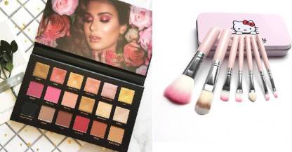 URBEN QUEEN Eyeshadow 18 Colours ROSE GOLD EDITION Palette 18 g (Multicolour) with a set of 7 makeup brush with storage box (8 Items in the set)