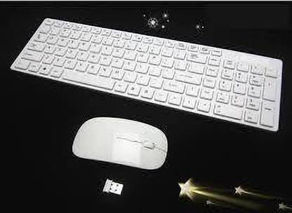 Galox Wireless white keyboard & mouse ( USB receiver chip ) for Laptop , PC , Android TV , Smart TV Combo Set