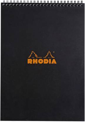 RHODIA Black Graph Wirebound A4 Note Pad Small Squares 80g/m² 160 Pages