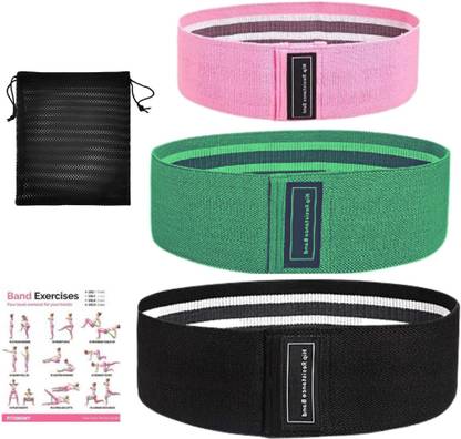 DnF 3Pcs Fabric Resistance Bands Set- Thick Wide Non Slip Elastic Hip Bands Set Fitness Band