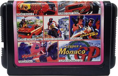 BVG 16 Bit Video Game Cassette/Cartridge 7 in 1 Road Rash 2,Turbo out Run,Road Blaster,Super OffRoad,  Gaming Accessory Kit