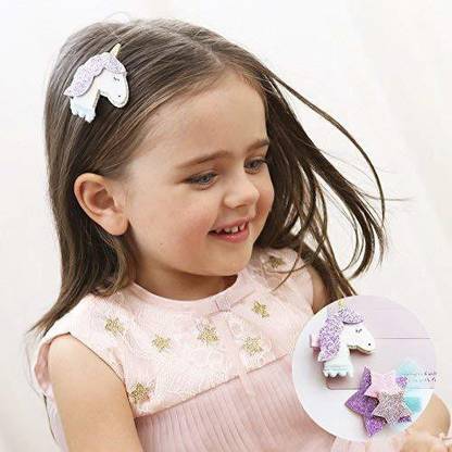 SKUDGEAR 2 Units Pack Unique Design Handmade Hair Clips for Young Girls and Women (Shining Unicorns) - Golden Black Horse Hair Clip