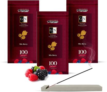 GN 1917 Premium Non-charcoal Mixberry fragrance Incense sticks zipper combo | pack of 3 (each 130g) | chemical free | 100% pure & natural Mixberry