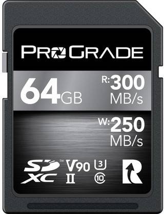 ProGrade Digital PGSD64GBCKNA SDXC V90 UHS-II 64 GB SDXC Class 10 300 MB/s  Memory Card Compatible with Camera