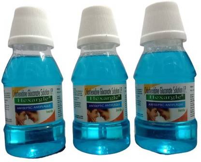HEXARGLE ANTISEPTIC ANTIPLAQUE MOUTH WASH IN PACK ( 3 X 150ML) - MINT FRESH