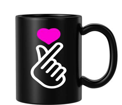 BLISSart Unique Multicolour or Tea/Milk Cup Best For Gift girls (350ml or 11Oz; Black) Ceramic Coffee Mug