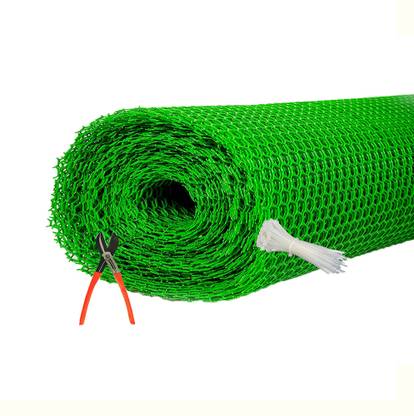 sai praseeda Garden Fencing Net_Tree Guard Net_Bird Net PVC Virgin HDPE 6.6 Feet Height x 10 Feet Length UV Stabilized Heavy 800GSM Anti Bird Net Green Color with Cutter 100 PVC Tags Model NO:53 Portable Green House