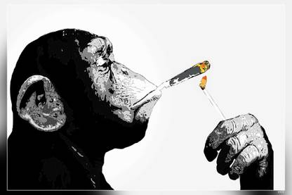 Steez - / Monkey Smoking A Joint Es Matte Finish Poster Paper Print
