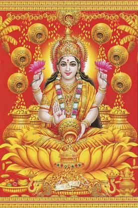 Goddess Lakshmi Maa Religious Waterproof Vinyl Sticker Poster || (24 inch X 18 inch) btcan2952-2 Fine Art Print