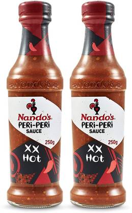Nando's Peri Peri Chilli Sauce - XX Hot, 250g, Pack of 2, Product of The Netherlands Sauce & Dip