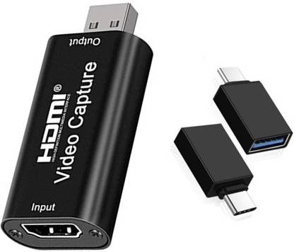 Technobyte Mini HDMI Audio Video Capture Card with OTG Type C Adapter I Full HD1080P I HDMI Video Capture Card – HDMI Female to USB Male & OTG USB 3.0 Female to Type C Male for Screen Sharing | Broadcasting | Video Recording | Live Conference | Medical Imaging | DSLR Recording | Acquisition | Game I Plug & Play I No Software/Driver Required I Easy to use I Media Streaming Device