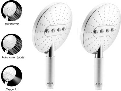 AMJ Premium 3 Function(ABS) RDOTS Multi Adjustable Rain Spray Hand Shower- Pack of 2 Shower Head