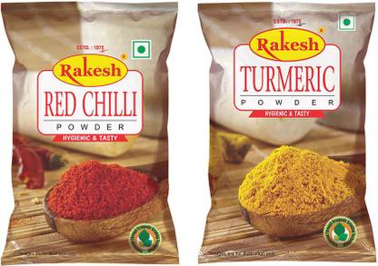 RAKESH Lal Mirch Powder 500g + Haldi Powder 500g Combo Pack(1+ 1)