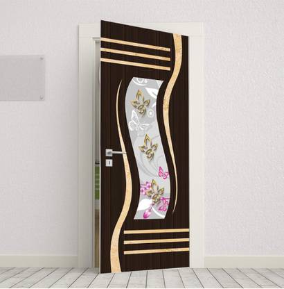Creative Print Solution 198.12 cm Swipe creation with flower designs door sticker for door Self Adhesive Sticker