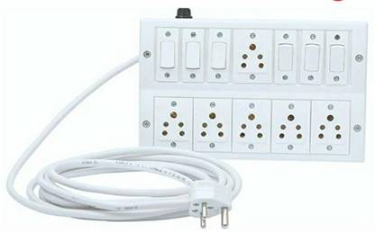 INDRICO Heavy Duty (6+6) Anchor 1.5mm 3 Core Heavy Wire Extension Board (White) (8 Meter) 6  Socket Extension Boards