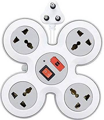ultronix 4 Socket Extension Cord with Surge Protector | Extension Box Board with Switches Fuse LED Indicator,Power Strip,Spike Buster Flex Box with International sockets 4 M/13 Ft Heavy Duty Long Cable 4  Socket Extension Boards