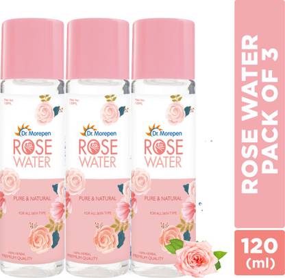 Dr. Morepen 100% Pure Rose Water Face Toner, Herbal Natural Toner For Glowing Skin & Pore Tightening Men & Women, Pack of 3 Men & Women