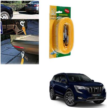 AuTO ADDiCT Car Auto Nylon Towing Tow Cable with 2 Towing Hook Rope Heavy Duty 3 Ton 3Mtr for Mahindra XUV 700 3 m Towing Cable