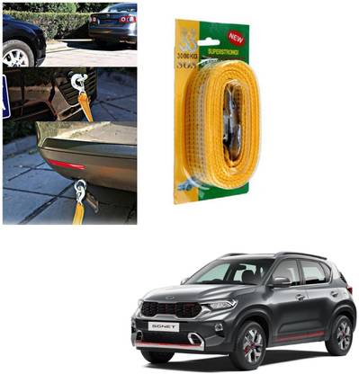 AuTO ADDiCT Car Auto Nylon Towing Tow Cable with 2 Towing Hook Rope Heavy Duty 3 Ton 3Mtr for Kia Sonet 3 m Towing Cable