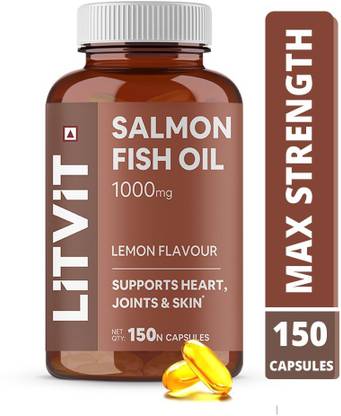 LITVIT Salmon Omega 3 Fish Oil 1000mg Capsules with Omega 3 Softgels