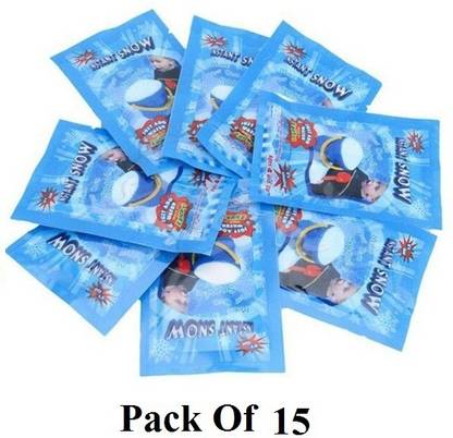 D'Mega Mart Pack Of 15 PCS Instant Magic Snow. Just add water to FLUFFY SNOW powder by Science and wait for few seconds.