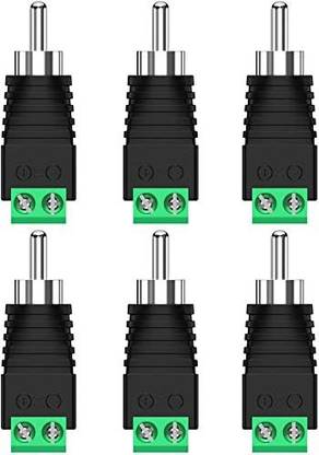 Fedus RCA Audio Video Cable 0.01 m RCA Plugs for Speaker Wire, RCA to AV Screw Terminal Connector, Phono RCA Male Plug Solderless Converter Audio/Video Speaker Wire Connectors Solderless Adapter Pack Of 6