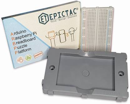 EPICTAC Arduino Uno-Mega/RaspberryPi/Breadboard Puzzle Platform (400 Point & Breadboard, Grey) Educational Electronic Hobby Kit
