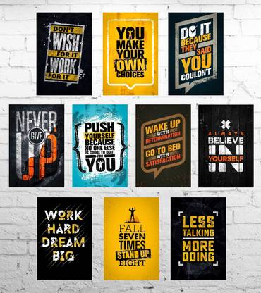 pack of 10 Motivational Posters |13 inches X 19 inches each| 300 GSM high Quality Paper Print Poster Photographic Paper