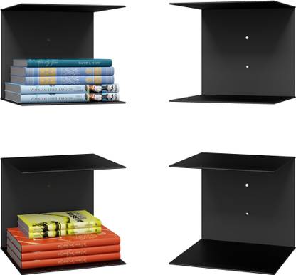 Levon Levon Book Shelf Wall Mounted Heavy Duty Metal Invisible Book Shelves 2 Piece Per Pack (Made in India) with Screws Silver Wall Shelf