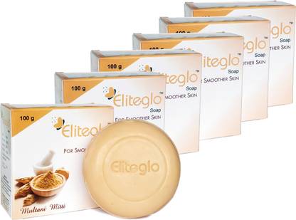 Eliteglo मुल्तानी मिट्टी सोप चिकनी त्वचा के लिए (6 का पैक ) (6 x 100 g)