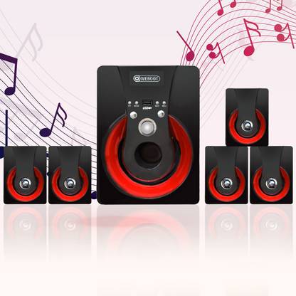 WEBOOT 5.1-Channel 4" Woofer System | 3" x 5 Speakers with Bluetooth/FM/SD Card/ AUX Support & Remote Control 80 W Bluetooth Home Theatre