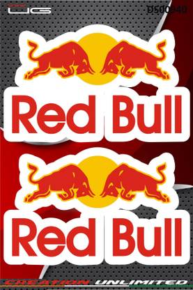 Golden Fox 15.24 cm MULTICOLOR RED BULL STICKERS FOR ALL BIKES AND CARS Self Adhesive Sticker