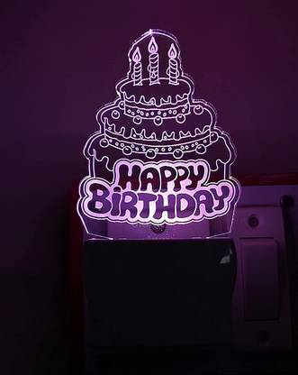 Pawan 3D Happy Birthday Cake Night Lamp Night Lamp