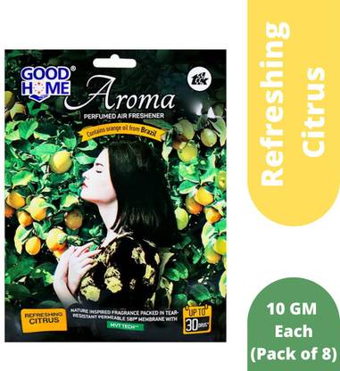 Good Home Citrus Blocks Aroma Refreshing Citrus Perfumed Air Freshener (Air Pocket) 10g Each (Pack of 8)